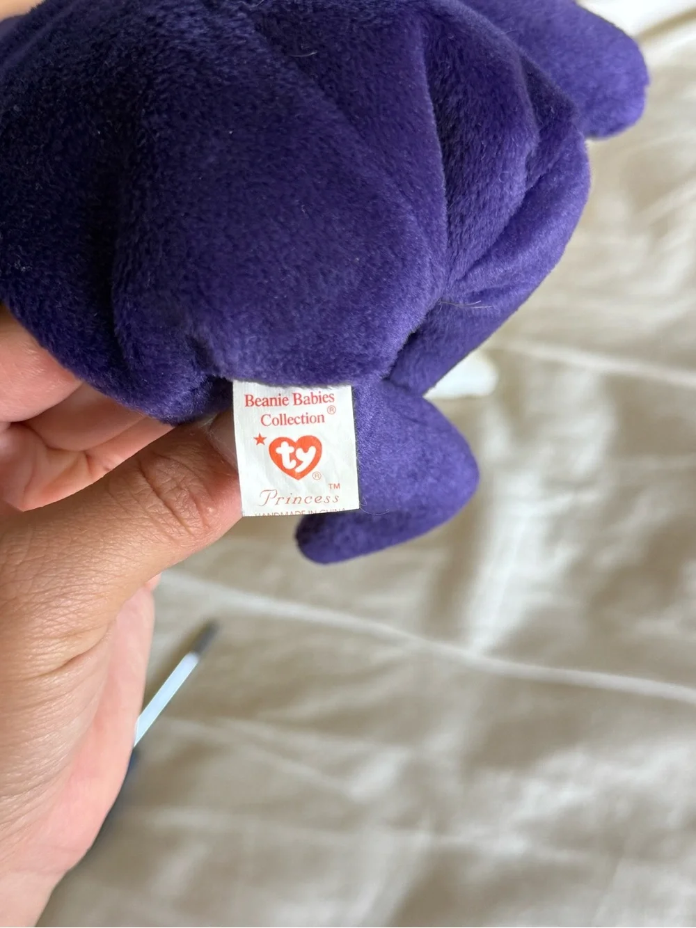 Ty Princess Purple Plush Bear Small Pet Toy with Embroidered Flower